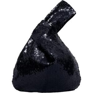 Black Sequin Evening Wristlet Bag Glitter Clutch Purse Sparkly  Pouch for Women